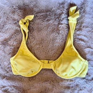 Yellow ribbed bikini top